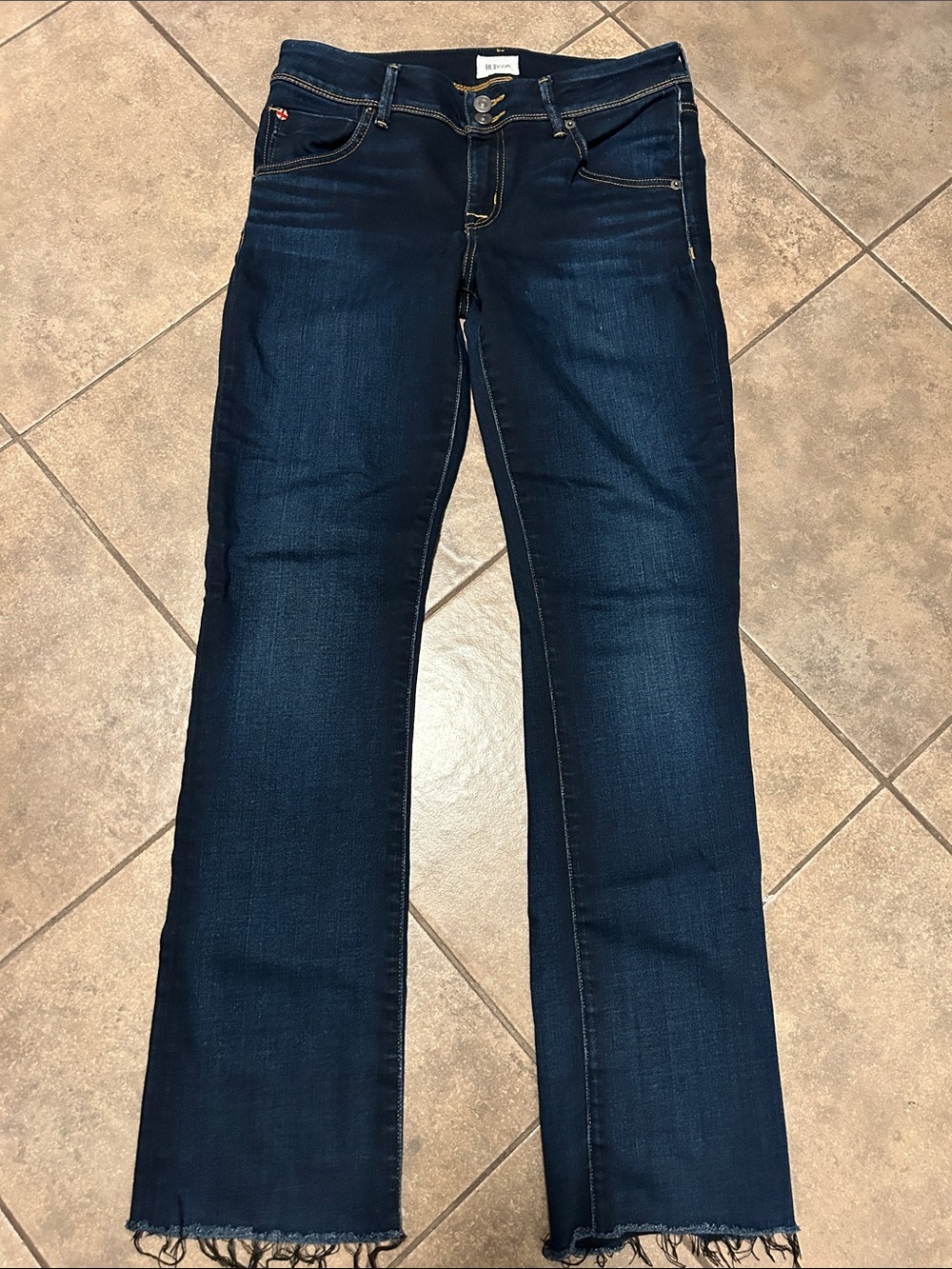 Hudson Dark Blue Women's Straight Jeans by Blank (Raw Hem)